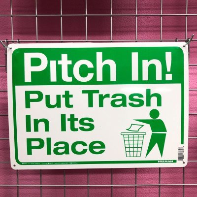 画像1: 【Made IN USA】HILLMAN ”Pitch In！Put Trash ... メタルサインプレート