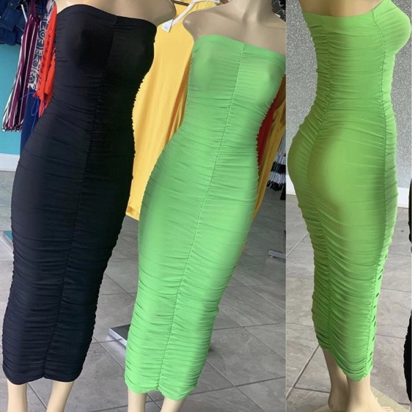 画像9: 【SALE!!】残りSのみ！★【Made in USA】スーパーストレッチ《シャーリング》ロングワンピース★ (9)