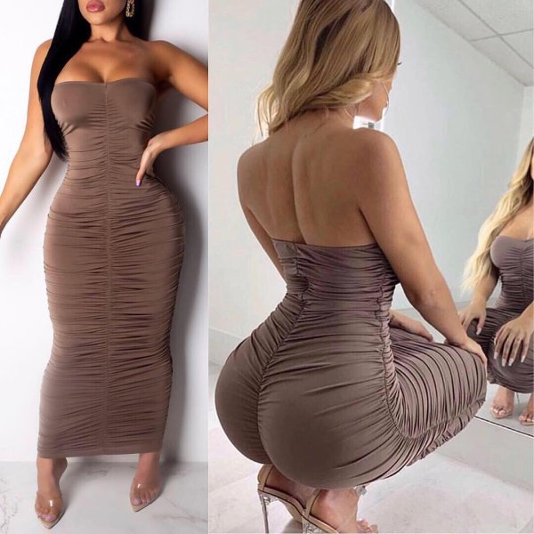 画像3: 【SALE!!】残りSのみ！★【Made in USA】スーパーストレッチ《シャーリング》ロングワンピース★ (3)