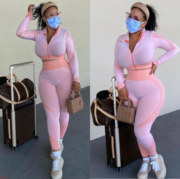 画像9: 【宅急便コンパクト対応】★Color5 #3208 SEAMLESS《BLACK×VOLT》zip-up長袖クロップトップス×2wayハイウエストレギンスセットアップ★ (9)