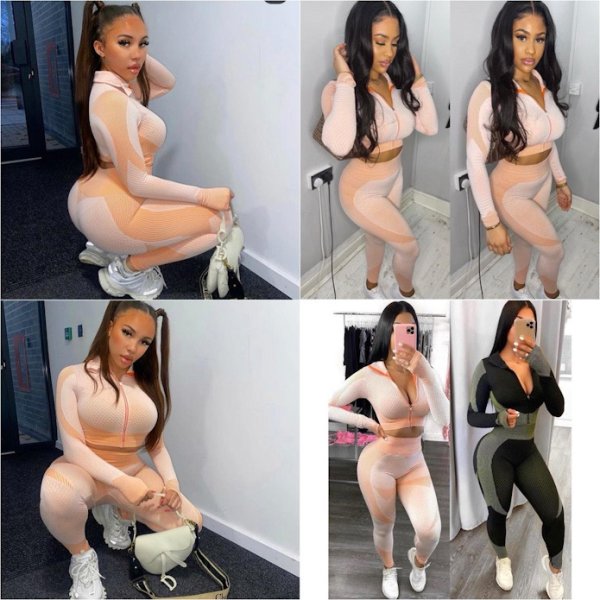 画像7: 【宅急便コンパクト対応】★Color5 #3208 SEAMLESS《BLACK×VOLT》zip-up長袖クロップトップス×2wayハイウエストレギンスセットアップ★ (7)