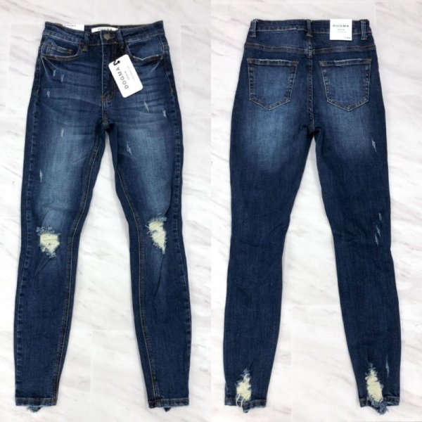 画像2: 【宅急便コンパクト(全サイズ)/ネコポス(US7まで)】★Dogma Jeans #7016《ひざ開き♡裾distressed♡》アンクルスキニージーンズ★ (2)