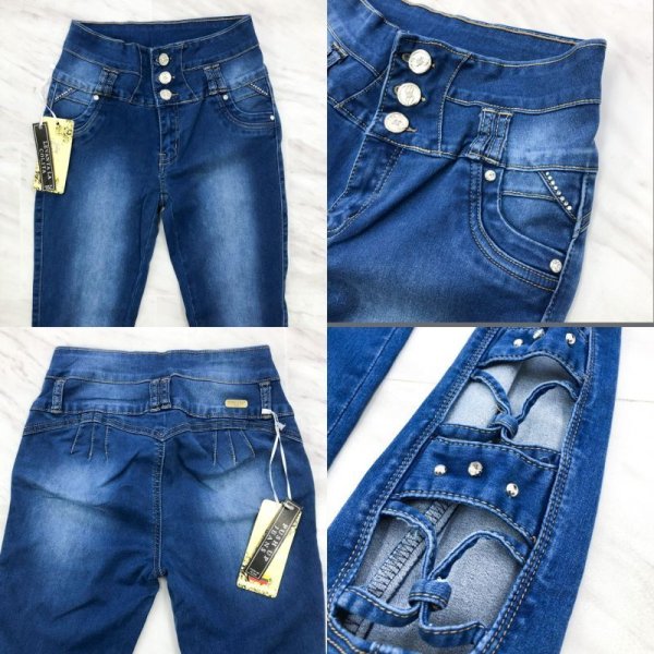 画像6: 【宅急便コンパクト(全サイズ)/ネコポス(US5まで)】★SILVER DIVA Jeans #3290《サイドcut-out/大粒ジルコニア埋め込み≫3ボタンノンポケスキニーPUSH UPジーンズ★ (6)