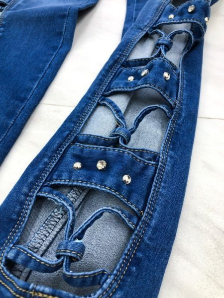 画像3: 【宅急便コンパクト(全サイズ)/ネコポス(US5まで)】★SILVER DIVA Jeans #3290《サイドcut-out/大粒ジルコニア埋め込み≫3ボタンノンポケスキニーPUSH UPジーンズ★ (3)