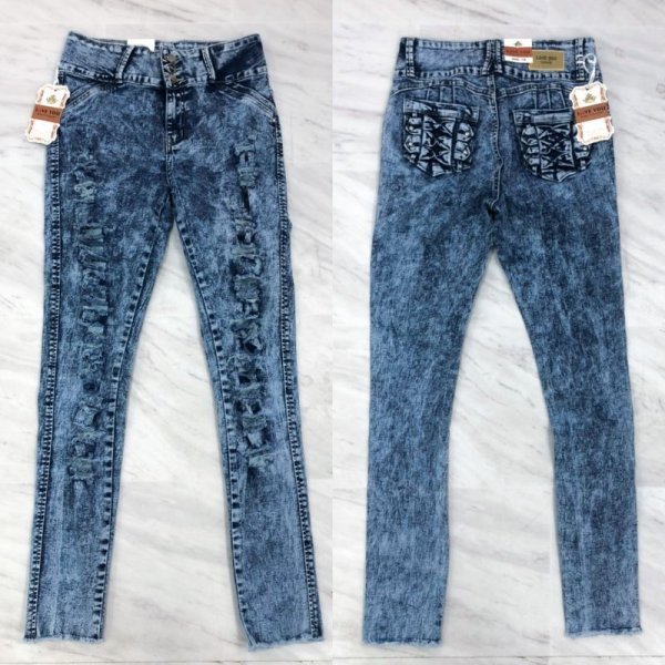 画像4: 【宅急便コンパクト(全サイズ)/ネコポス(US7まで)】★LOVE YOU Jeans《ミラクルストレッチ♪3ボタンDISTRESSED×ストーン埋め込み×リボン♡》PUSH UPスキニージーンズ★ (4)