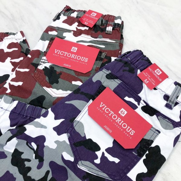 画像2: 【SとMはネコポス対応】残りSサイズのみ！《バーガンディー》☆VICTORIOUS 《迷彩/カモフラ》DROP CROTCH ジョガーパンツ☆ (2)